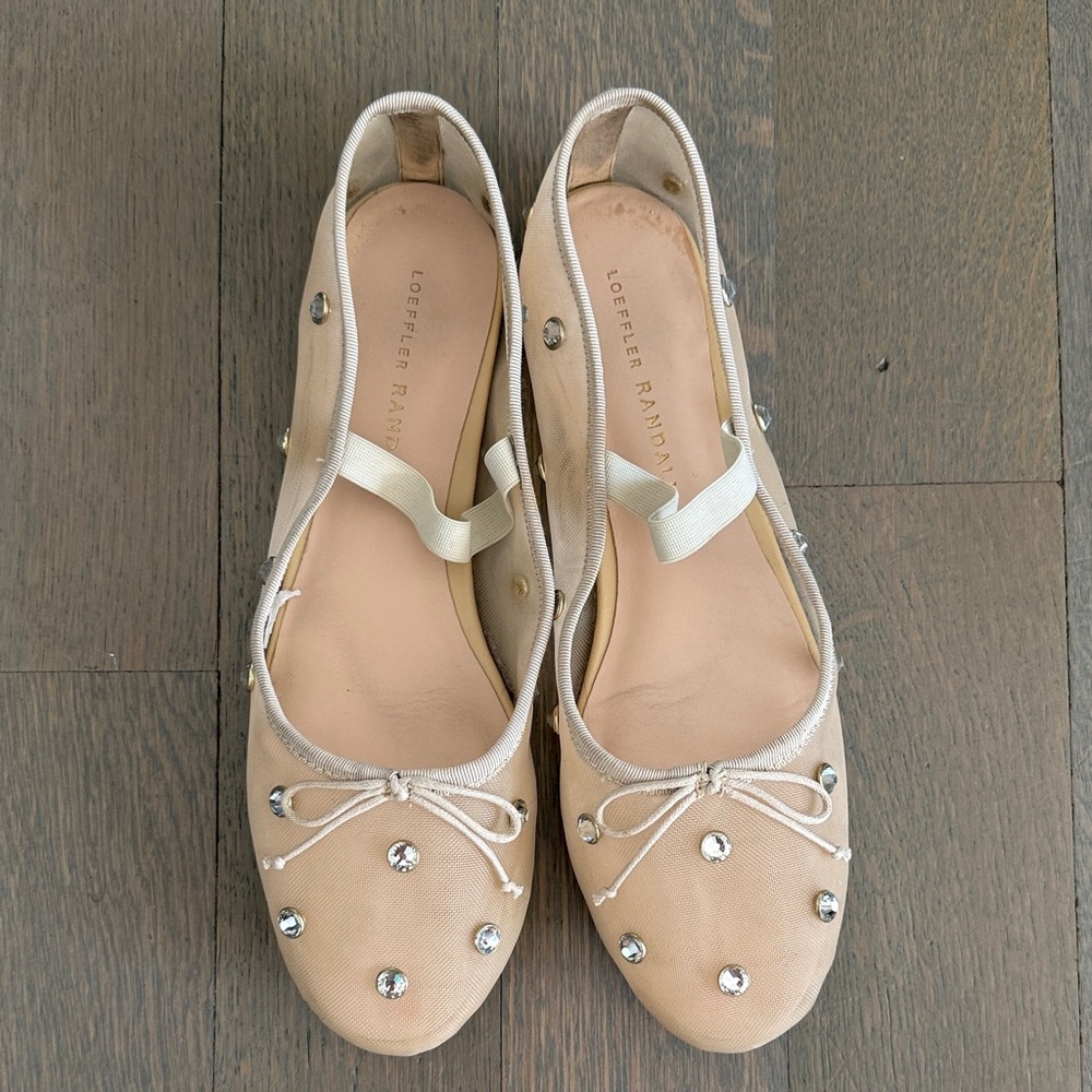 Loeffler Randall Leonie Caramel/Crystal Ballet Flat size 7.5
